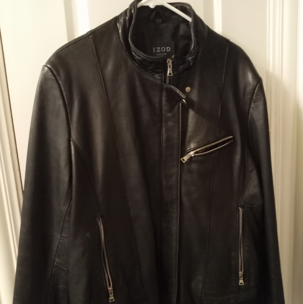 IZOD plus size leather jacket